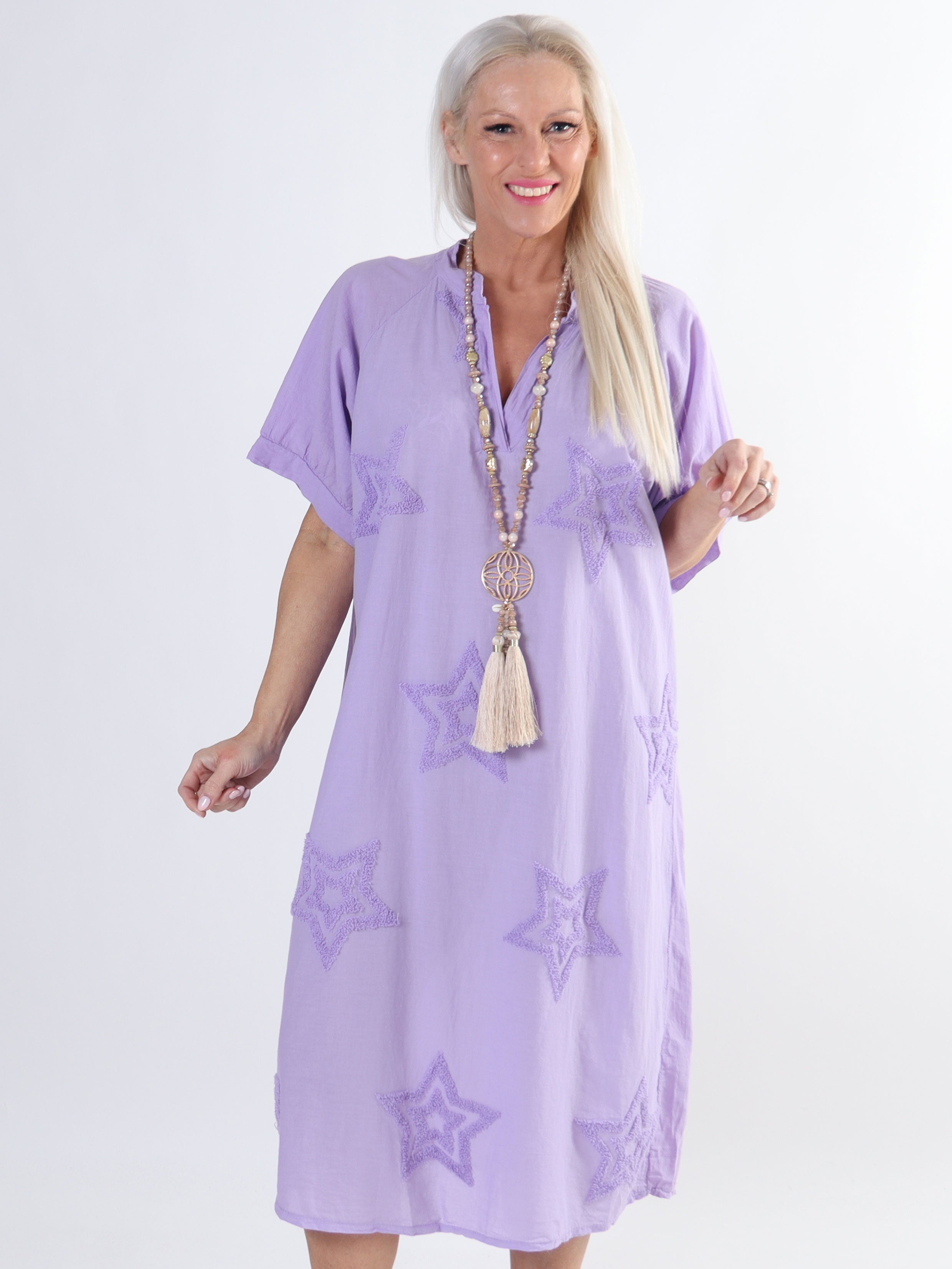 Nannali - Fin plus size kjole i bomuld med stjerner